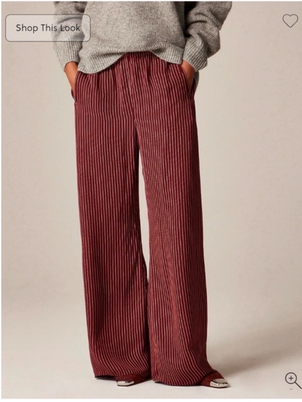 J.Crew Cosmo pant in stripe Inky Burgundy
